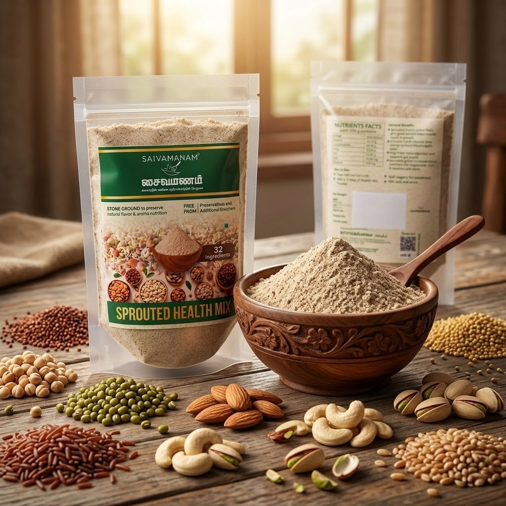 Healthy 32 Ingredients Health Mix | Sprouted Millets, Grains & Protein Blend